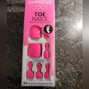 NWT hot pink imPress press on Pedicure for TOES